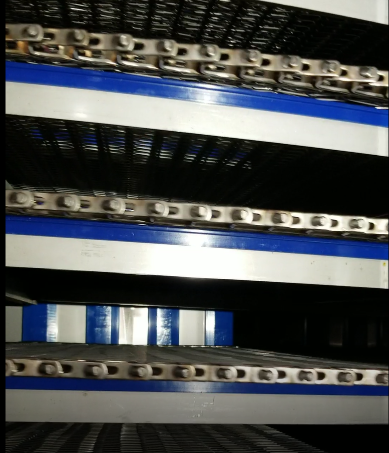 a repaired belt for an industrial freezer
