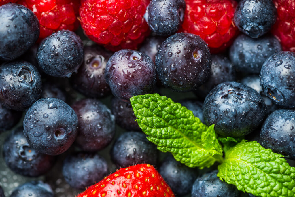Variety of Fresh Berries such as Blueberries, Raspberries and St